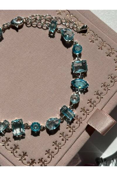Dem Accessory silver Mavi asimetrik taşlı bileklik