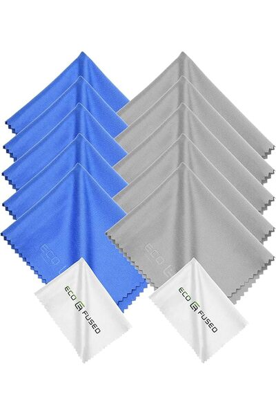 ECO-FUSED مناديل تنظيف من الألياف الدقيقة - 12 قطعة - مثالية لتنظيف النظارات ...