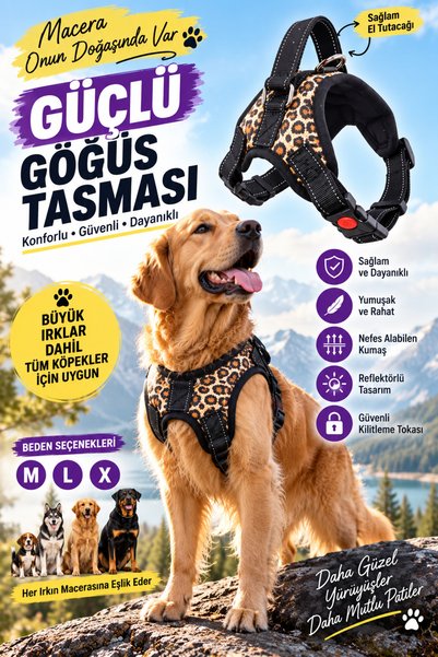 Floria Küçük - Orta - Büyük Köpekler İçin Ayarlanabilir Göğüs Tasması