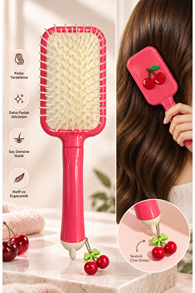MAQYA KOZMETİK Cherry Charm Detailed Hair Comb – Wide-Surface Hair Detangling...