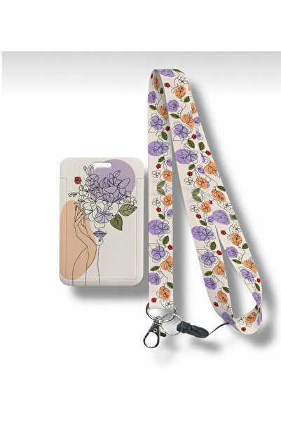 RoyalVance Floral Women's Neck Strap Drawstring Sliding Card Holder Set