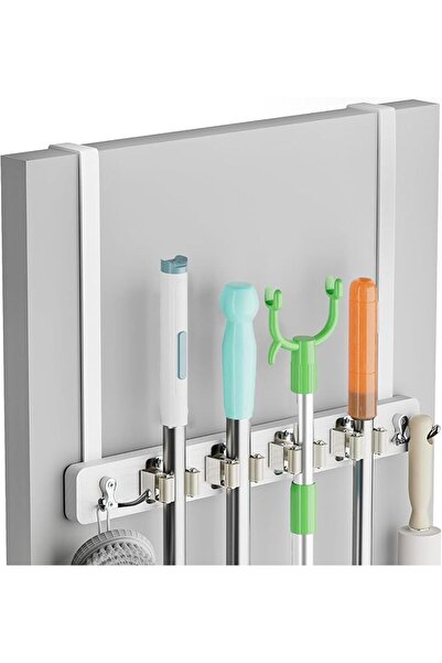 GENERAL Broom Holder Door Mount, Over the Door Broom and Mop Holder with 2 Ov...