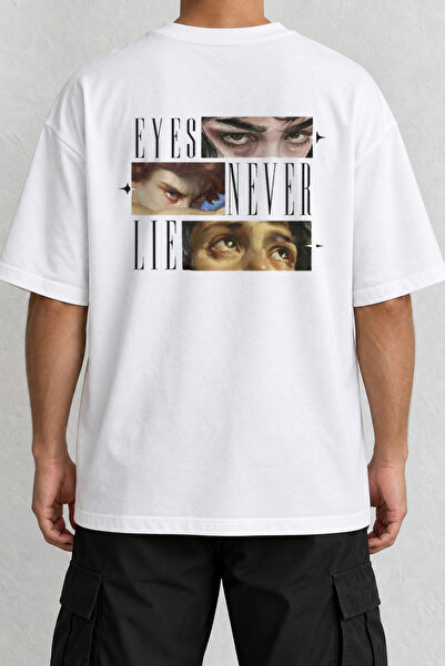 CrowsGate Τα Μάτια Δεν Λένε Αλάνθιση, Λευκό T-Shirt Oversize με Στάμπα στην Π...