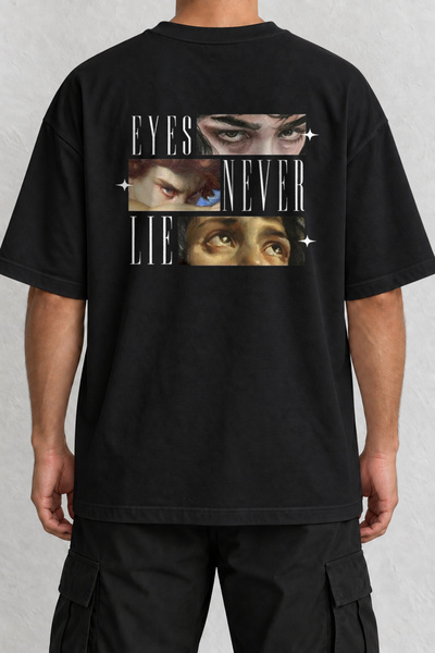 CrowsGate Τα Μάτια Ποτέ Δεν Λένε Ψέματα Μαύρο T-Shirt Oversize με Στάμπα στην...