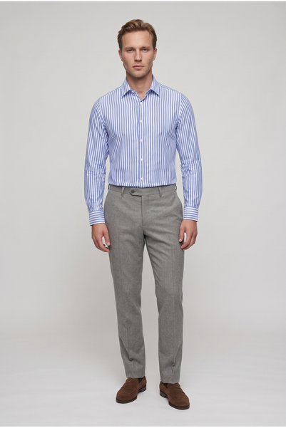 D'S Damat Ds Damat Navy Blue Striped Shirt