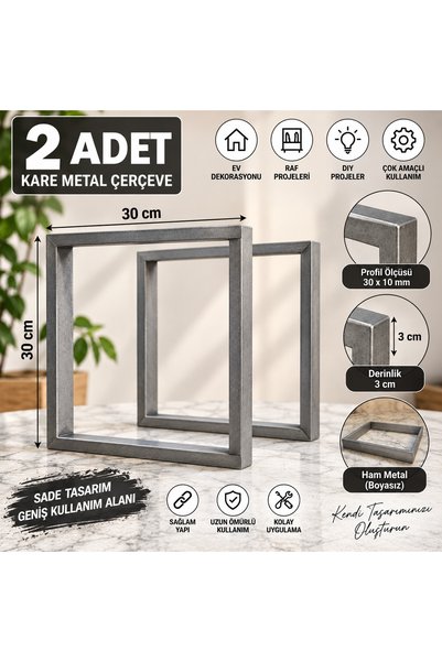 Home 2 Adet Kare Metal Çerçeve 30x30 cm – 30x10 mm Profil – 3 cm Derinlik – H...