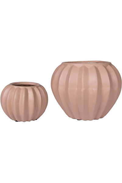 Herdekora Set de 2 vaze decorative din ceramică maro deschis