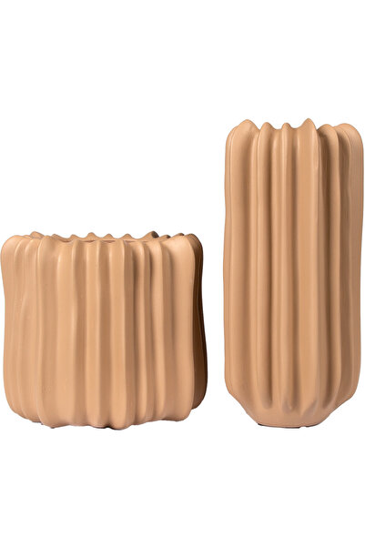 Herdekora Vază decorativă din ceramică Kona Set de 2 maro deschis