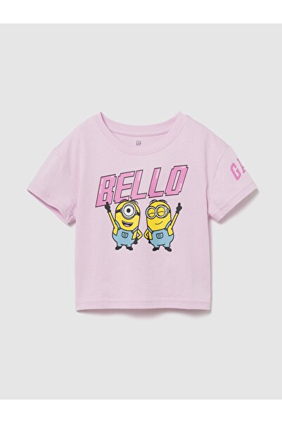 GAP Kız Bebek Açık Pembe Minyonlar Grafik Baskılı T-Shirt
