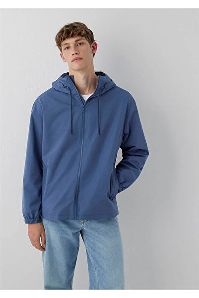Mavi Kapüşonlu Oversize Erkek Mont 0110641-86702