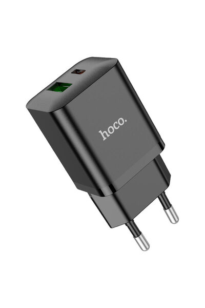 Hoco Incarcator Retea, 20W, 1xUSB-C, 1xUSB-A, PD, QC 3.0 - Negru