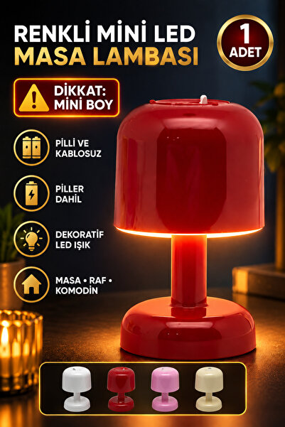 Hane Dostu Renkli Mini LED Masa Lambası Pilli Dekoratif Abajur Piller Dahil