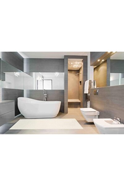 REVE Rectangular Shape Anti-Slip Bath Mat Beige 180 x 65cm AS217WHITE