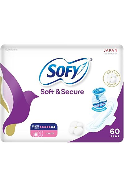 sofy Soft & Secure, Folded Sanitary Pads with Wings, Thick Large 29 cm, Pack ...
