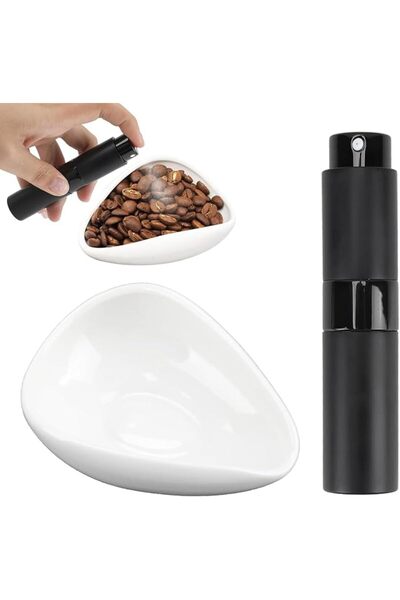 ToolHouse Coffee Bean Dosing Cup and Spray Bottle Set, Ceramic Coffee Bean Co...