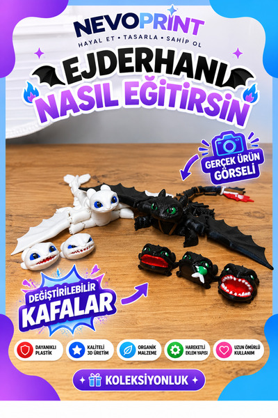 nevoPrint Ejderhanı Nasıl Eğitirsin – Dişsiz (Toothless) & Işık Öfkesi (Light...