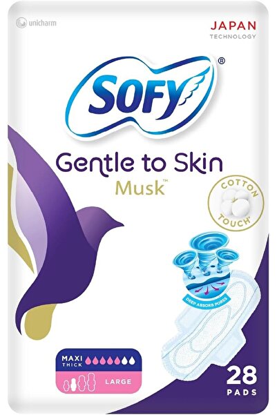 sofy Gentle to Skin Anti-Bacterial Musk Pads with Wings, Slim, Large 29 cm, P...