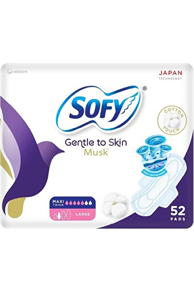 sofy Gentle to Skin Anti-Bacterial Musk Pads with Wings, Slim, Large 29 cm, P...
