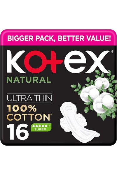 U by Kotex فوط كوتكس ألترا ثين كوتون سوبر 16 قطعة