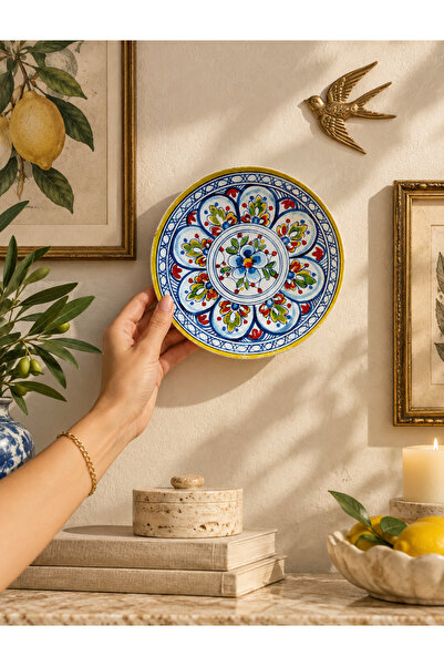 unique florya Etnik Desenli Dekoratif Duvar Tabağı 18 cm – El Yapımı