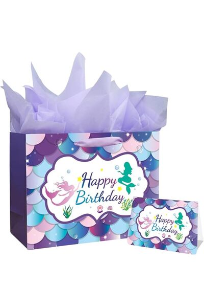 AMXGPT 13" Large Happy Birthday Gift Bags with Cards & Tissues, Colorful Part...
