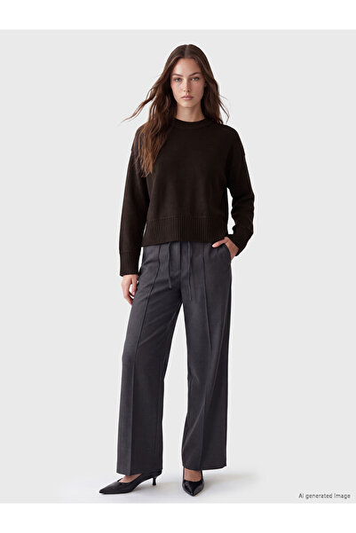 LC Waikiki Ozmarka New Season Brown Crew Neck Women's Knitwear Sweater