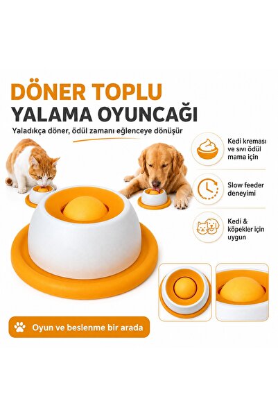 MadPet Kedi Kreması Yalama Oyuncağı , Döner Toplu Sıvı Ödül Mama Kabı, Kedi İ...