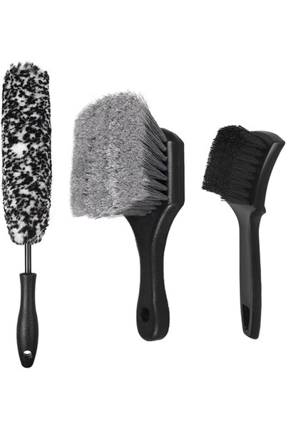 MAKINGTEC Car Wheel and Tire Brush Set, Wheel Cleaning Brush, Soft and Hard B...