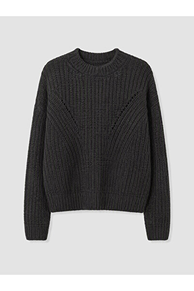 LC Waikiki Vizyon New Season Anthracite Crew Neck Women's Knitwear Sweater