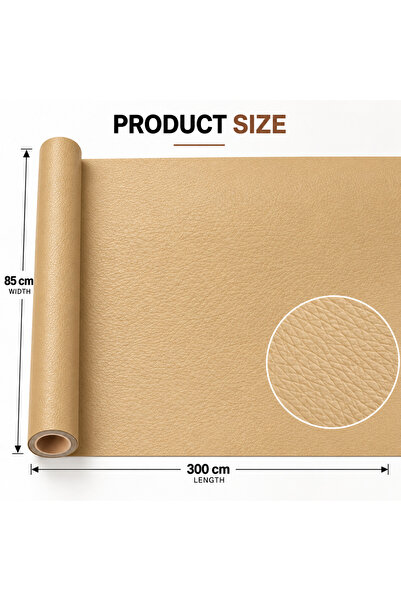 LUXER Folie Piele Ecologică Autoadezivă Beige, Rolă XXL 85 x 300 cm – Reconditionare și Retapițare Canapea, Fotolii, Scaune, Interior Auto
