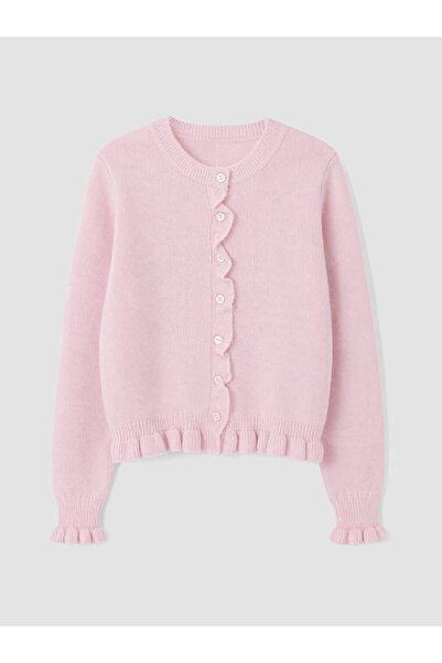 LC Waikiki Vizyon New Season Pink Crew Neck Women's Knitwear Cardigan