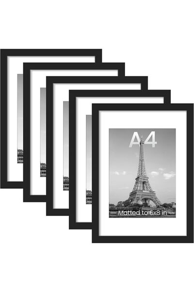 GENERAL A4 Size Wall Hanging Picture Frame Set of 5 with Background Paper or ...