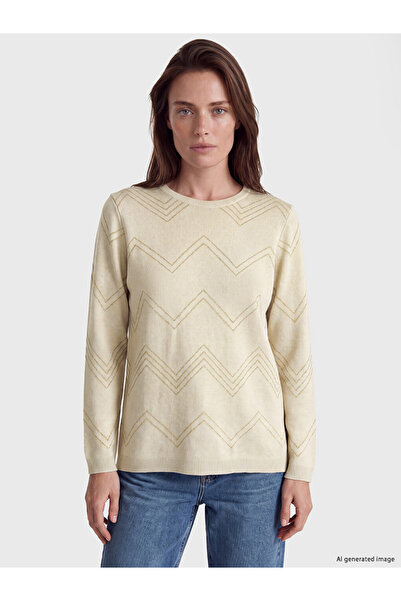 LC Waikiki Lcw Grace Beige Crew Neck Patterned Women's Knitwear Sweater