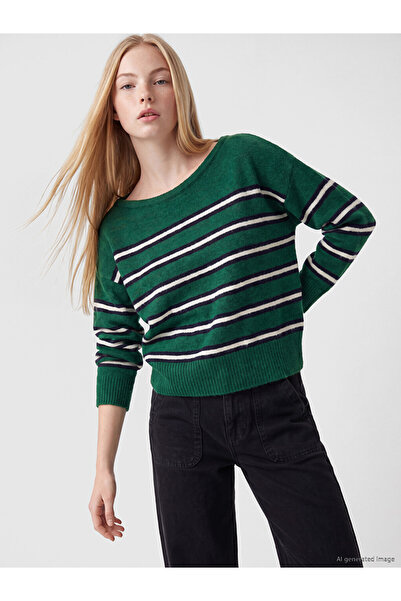 LC Waikiki Wide Roba Collar Striped Women's Knitwear Sweater for Style Enthus...