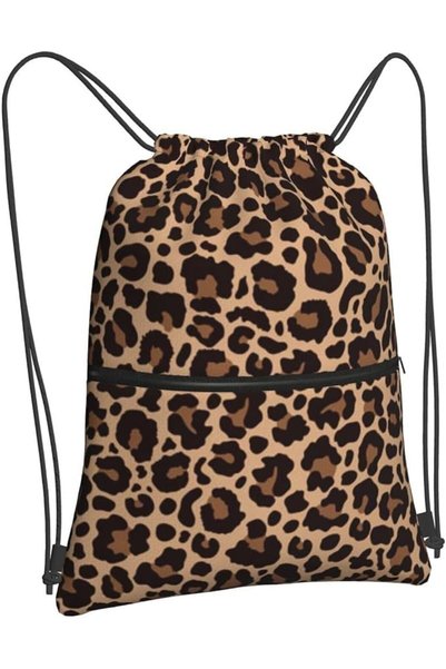 TERRIFI Leopard Printing Drawstring Backpack Bag, Adjustable Shoulder Strap,C...