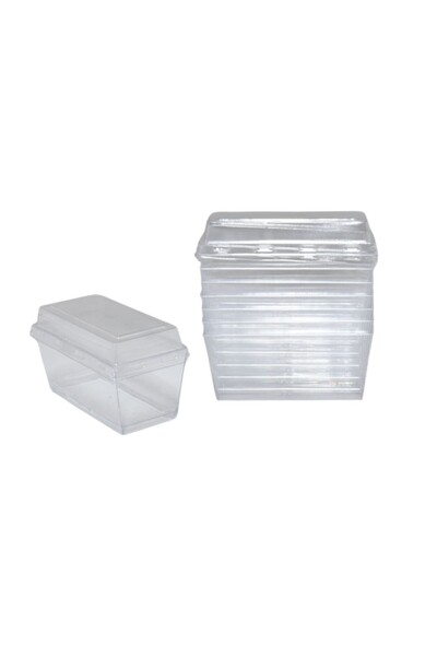 Generic Transparent Rectangular Plastic Dessert Box Set with Lid, 8 Pieces FM...