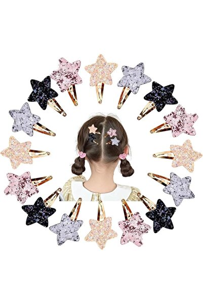 GENERAL 16-Pack No-Slip Star Glitter Metal Snap Hair Clips, Comfort Grip Cute...