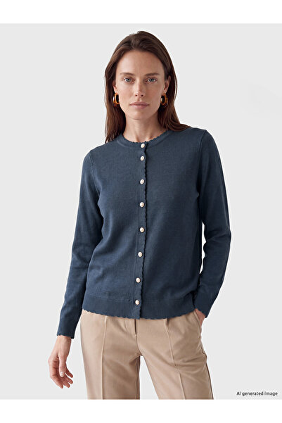 LC Waikiki Vizyon New Season Petrol Crew Neck Women's Knitwear Cardigan