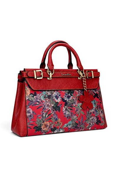 LAURA VITA CLEO 02 Red Floral Women's Shoulder & Crossbody Bag, 36x24x11 cm