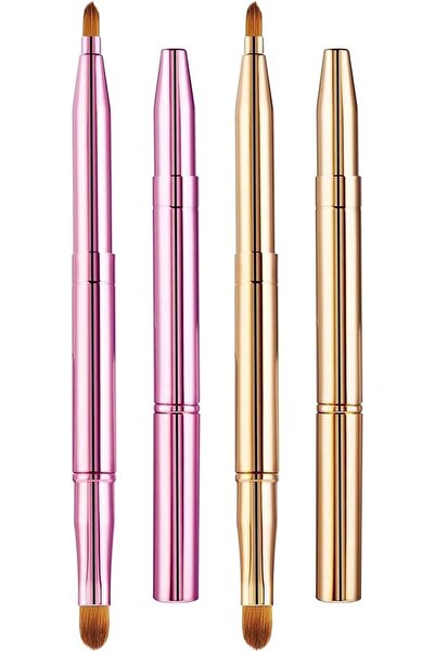 ALMEKAQUZ 2 PCS Retractable Lip Brush, Double Ended Lipstick Applicator, Trav...