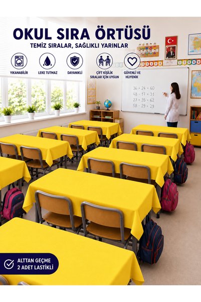 GÜLHOME 20-Piece School Desk Tablecloth Elastic A-Quality Fabric Stain Resistant