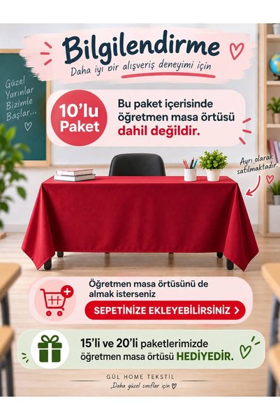 GÜLHOME 10-Piece School Desk Cover, Elastic, A-Quality Fabric, Stain-Resistant