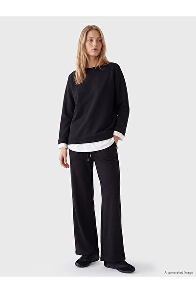 LC Waikiki Peak New Season Black Soft Touch Women's Sweatpants