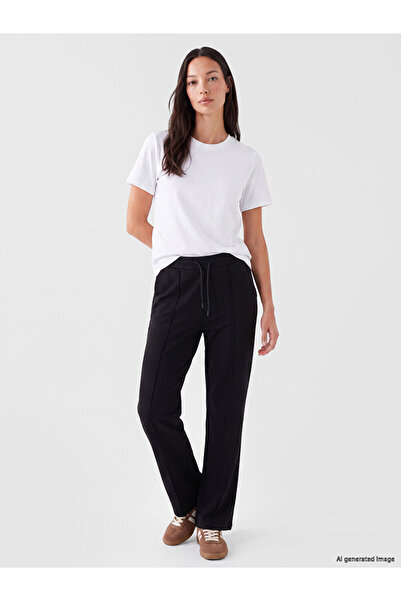 LC Waikiki Peak New Season Black Soft Touch Women's Sweatpants with Elastic W...