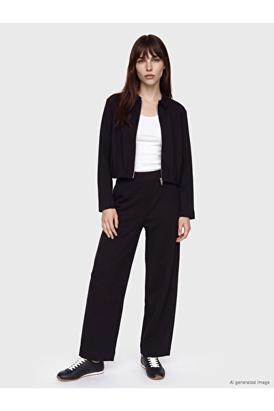 LC Waikiki Peak New Season Black Soft Touch Women's Sweatpants with Elastic W...