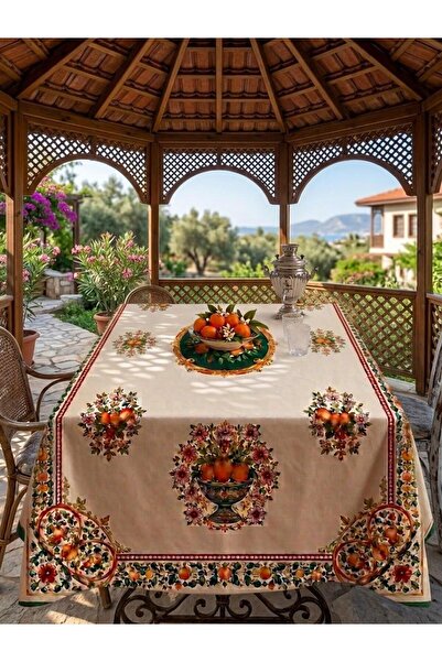 Home Italy Patterned Rashel Velvet Tablecloth - 160X220 cm Digital Printed St...