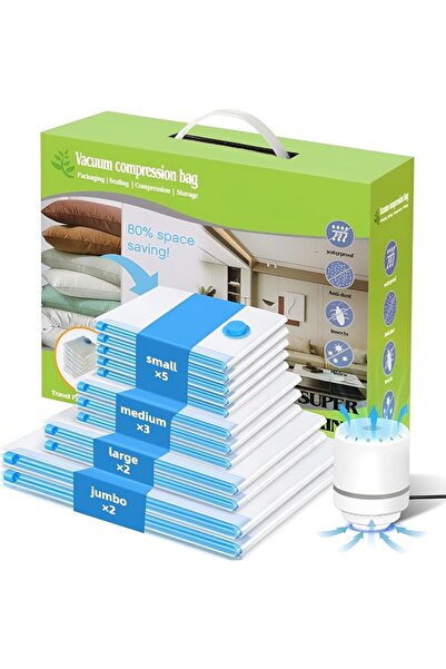 LYAROMIS 12 Pack Vacuum Storage Bags With Electric Pump,Travel Packing Organi...