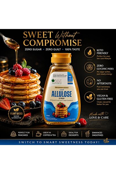 Bliss of Earth Allulose Syrup, 450g | Liquid Sugar Alternative for Baking Beverages and Daily Kitchen Use