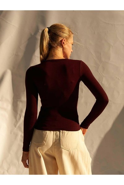 Lefon Bisiklet Yaka Düğmeli Body