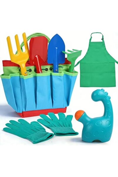 Skirfy Kids Gardening Set with Dinosaur Watering Can, Apron, Gloves & Tote Ba...